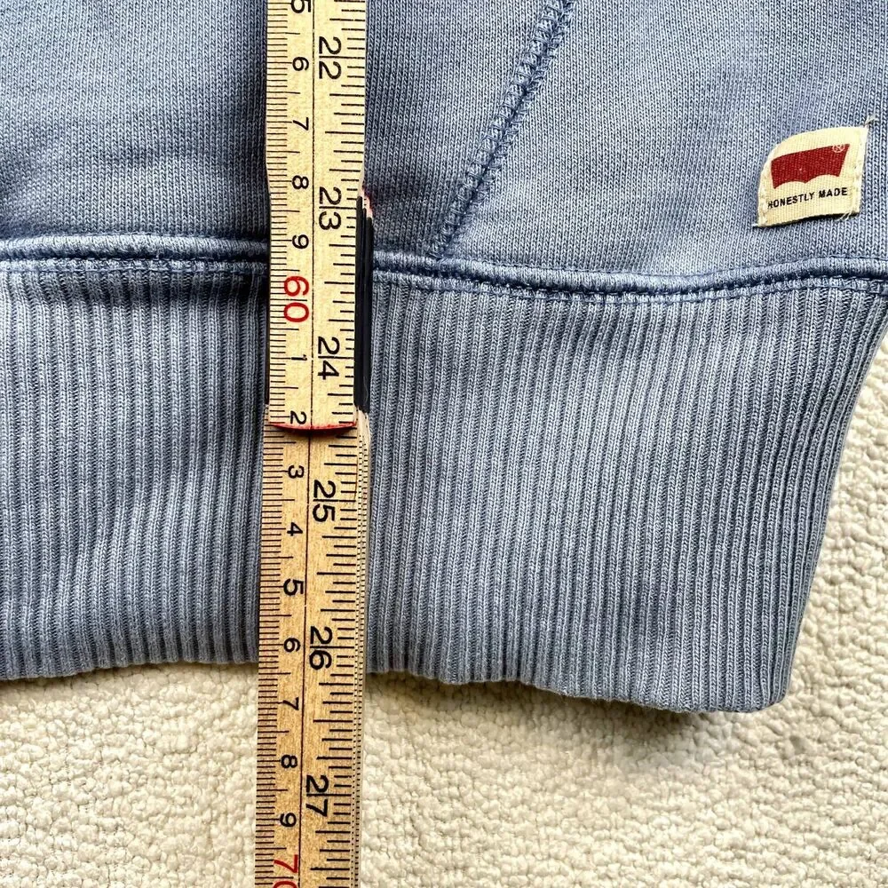 Levi's Honestly Made Hoodie Mens M Blue Cotton Pullover Kangaroo Pockets EUC